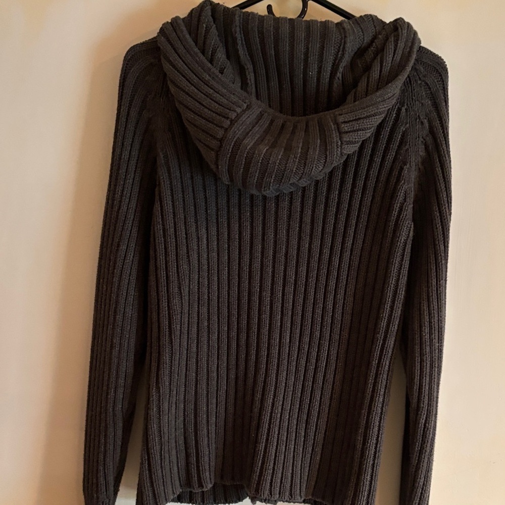 Men’s dark gray zip up hooded Sweater - Picture 3 of 5